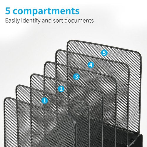 LEKETREE File Organizer for Desk, File Folder Organizer with 5-Section Vertical Rack, Suitable for Home Office Document Organization and Storage(Black)