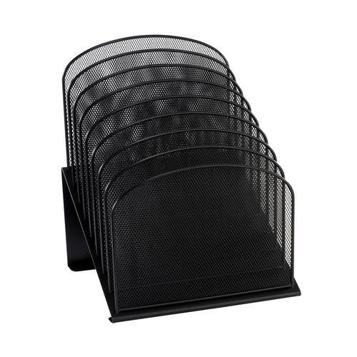 Safco Onyx Desk Organizer, 8 Tiered Vertical Compartments, Office and Classroom Mailbox , Paper and Mail Sorter, Steel Mesh, Black