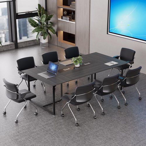 LayBurst 8FT Conference Table,94.4 L x 47.2 W x30.7 H Meeting Seminar Table with Grommet,Stability Enhancement,Large Conference Room Table for Office Meeting (Gray)