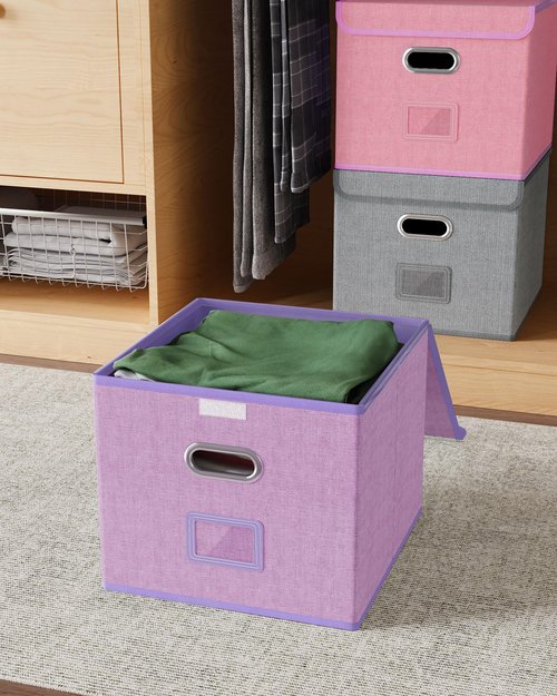 Oterri 2 Pack File Organizer Box,File Box,Small File Cabinet for Letter Folders,Lavender Portable Filing Box,Hanging File Folder Organizer Box with Lid for Office/Decor/Home- without Folders