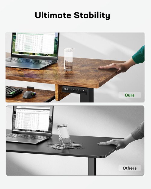 Marsail Standing Desk Adjustable Height with Extra Large Keyboard Tray, Electic 4 Memory Presets Cable Management 2 Storage Hooks, Sit Stand Up for Home Office, Rustic, 48Inch (TZESD14V)