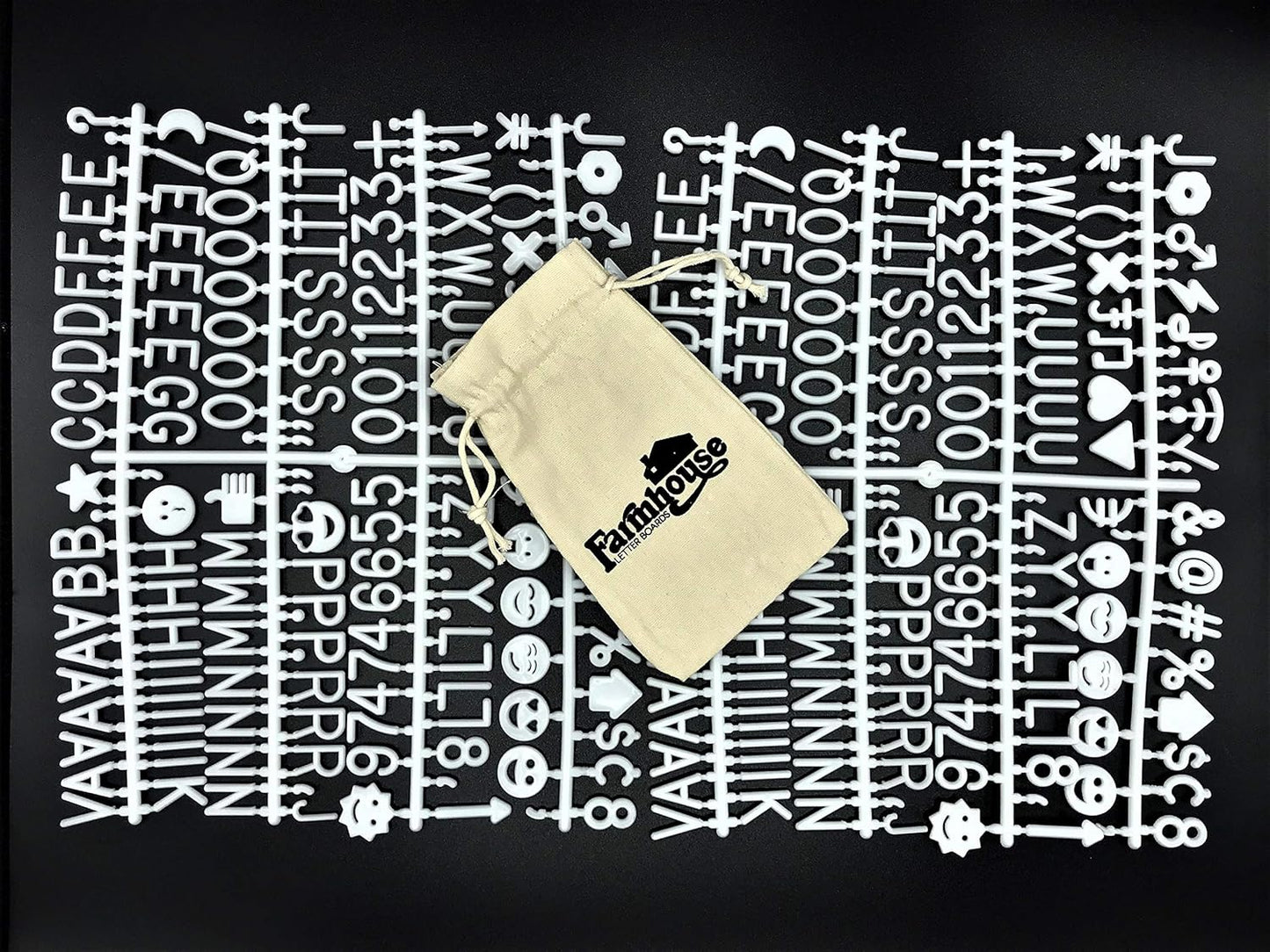 White Letter Set for Changeable Felt Boards - 340 1-Inch Characters, Symbols & Burlap Storage Bag