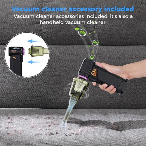 Westswan Compressed Air Duster, 210000RPM Mini Electric Air Duster Equipped with Continuously Variable Speed, 320g Wind Pressure Turbo Blower with Vacuuming Unit for Keyboard, PC, Car, Home(Black)
