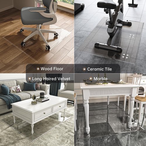[Tempered Glass] 48“ x 36” Beveled Edge Glass Chair Mat with Polished Edge Clear Office Chair Mat, Glides Smoothly, Suitable for Carpet or Hardwood Floors