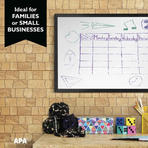 Ilyapa Extra Large Dry Erase Board for Wall - Wood Framed Magnetic White Board - 24 x 36 Inches Decorative Wall Hanging Menu Whiteboard - Black