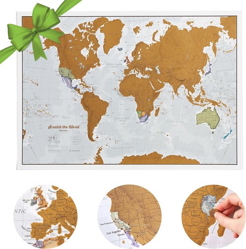 Maps International Scratch Off World Map Poster - 17" x 22" | Travel Tracker & Wall Art