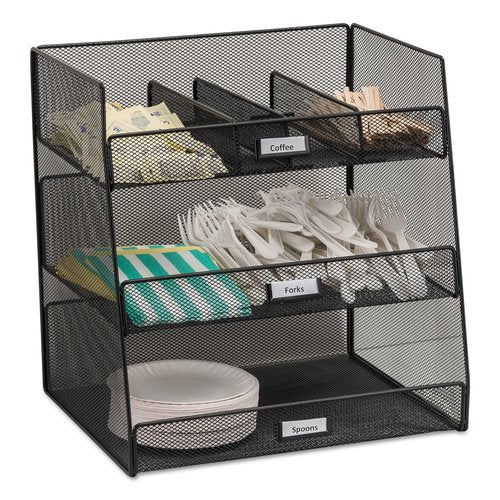 Safco 3293BL Onyx Mesh Break Room Supplies Organizer, Black