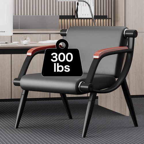 wonline Waiting Room Chairs, Office Furniture Reception Chairs with Arms, Leather Chairs is Suitable for Clinic,Airport,Hospital,Barber,Salon,Bank-Black