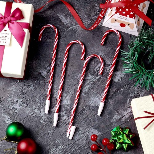 Outus 96 Pcs Christmas Candy Cane Pens Bulk Black Ink Ballpoint Pens for Gifts Xmas Holiday Stationery Supplies Present Christmas Party Carnival Prize Stocking Stuffers, Red