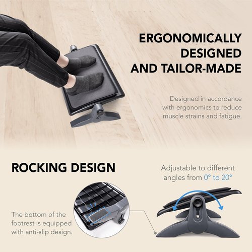 EHO Ottoman, Ergonomic Foot Rest for Under Desk, Adjustable Height and Angle, Sponge Platform, Anti-Slip, Ankle Support, Detachable Washable Cushion, Back and Leg Pain Relief, 21.6" L x 11.4" W, Black