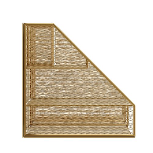 Martha Stewart Ryder Gold Mesh Metal Large Desktop Organizer with Magazine File Holder, Pen Holder, and Storage