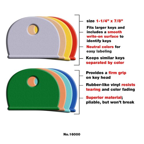 Lucky Line Key Caps. X-Large, 150 per Box, Assorted Colors (16000), Industrial Fit