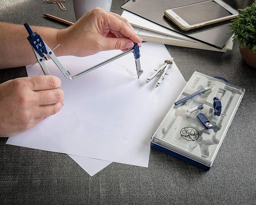 Drafting Compass | Geometry Set for Precise Drawing - Large Extension Beam for School & Engineering