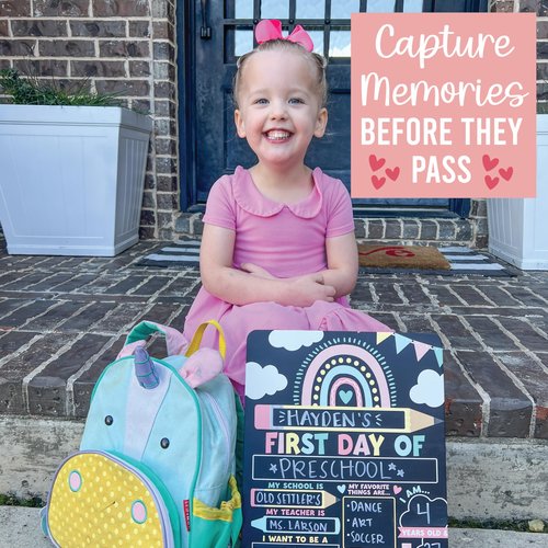 My First Day of School Sign with Markers -11x14 Back to School Signs First and Last Day, Kindergarten Chalkboard Signs, Pre K Sign Board, Preschool Board, Reusable Photo Prop for Kids