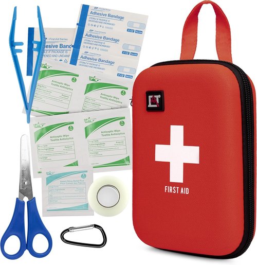 Avalanche First Aid Kit - 53 Pieces Compact Emergency Supplies for Home, Travel & Sports - Red Hard Shell Case