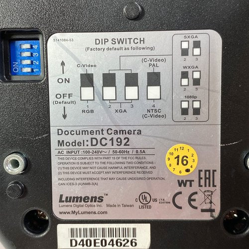 Lumens DC192 Document Camera, Conditional Access Module