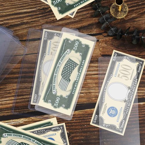 Sepamoon 100 Pieces Dollar Bill Sleeves, 6.9 x 2.95 Inch Hard Plastic Clear Currency Sleeves Waterproof Currency Holder Dollar Bills Display Protector Organizer Case Supplies for Collectors