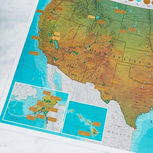 Scratch Off USA National Parks Poster - 17 x 22 Inches | Bonus USA Scratch Off Map for Outdoor Lovers