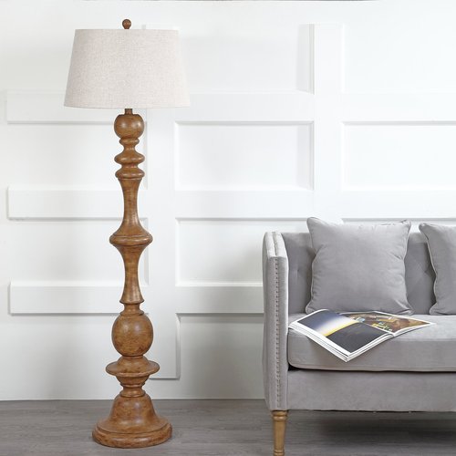 JONATHAN Y JYL3000A Taylor 67" Resin LED Floor Lamp, Farmhouse, Cottage, Rustic, French Country, Office, Living Room, Family Room, Dining Room, Bedroom, Hallway, Foyer, Brown