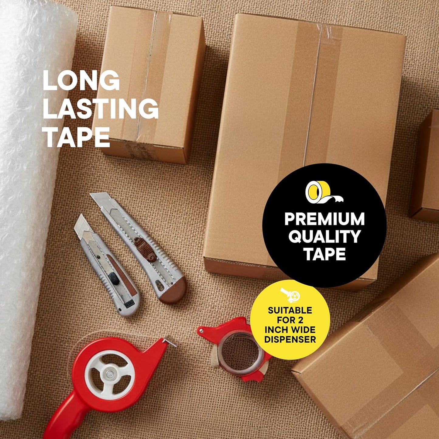 TAPEWELL Heavy Duty Clear Packing Tape - 1.88 In x 54.6 Yd | Durable Shipping Tape Refills, Pack of 6
