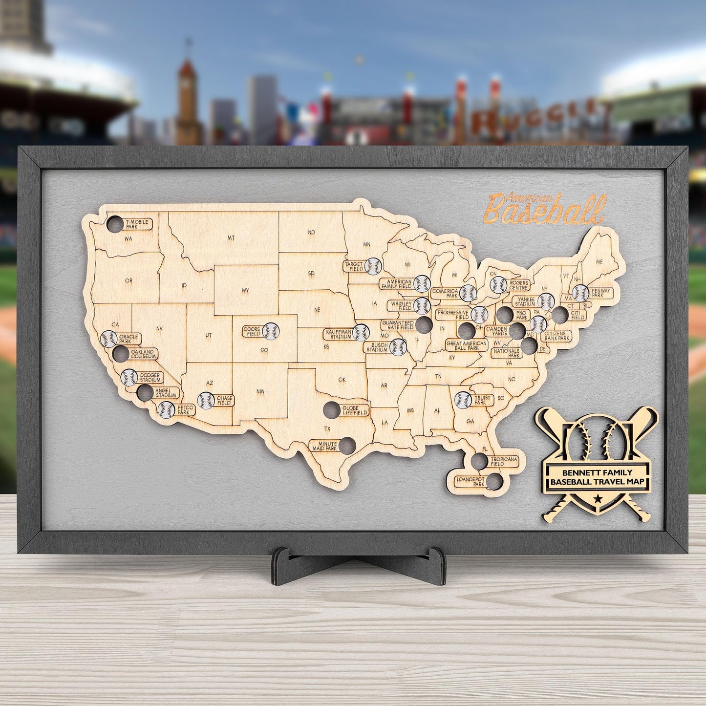 Luoyadee Baseball Stadium Map Tracker, Baseball Parks Visited Map, Major League Ballparks Stadium Tracker Checklist, Fathers Day Valentines Christmas Gifts for Dad Boyfriend Husband Daughter Son