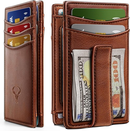 BULLIANT Slim Wallet - Genuine Leather Front Pocket Design | RFID Blocking, Holds 12 Cards & Cash