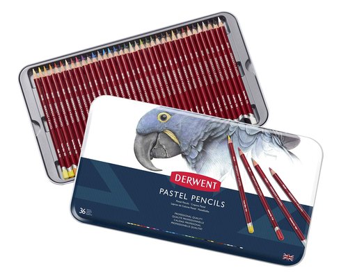 Derwent Pastel Pencils, 4mm Core, Metal Tin, 36 Count (0700307)