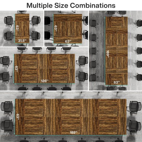 Tribesigns Rectangular Office Conference Table, Farmhouse Meeting Room Tables for 4-6 People, Business Seminar Table for Office Meeting Conference Room, Brown and Black