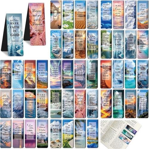 Skiennix 96-Pack Magnetic Bookmarks | Inspirational Christian Bookmarks for Reading & Gifts - Scenery Design