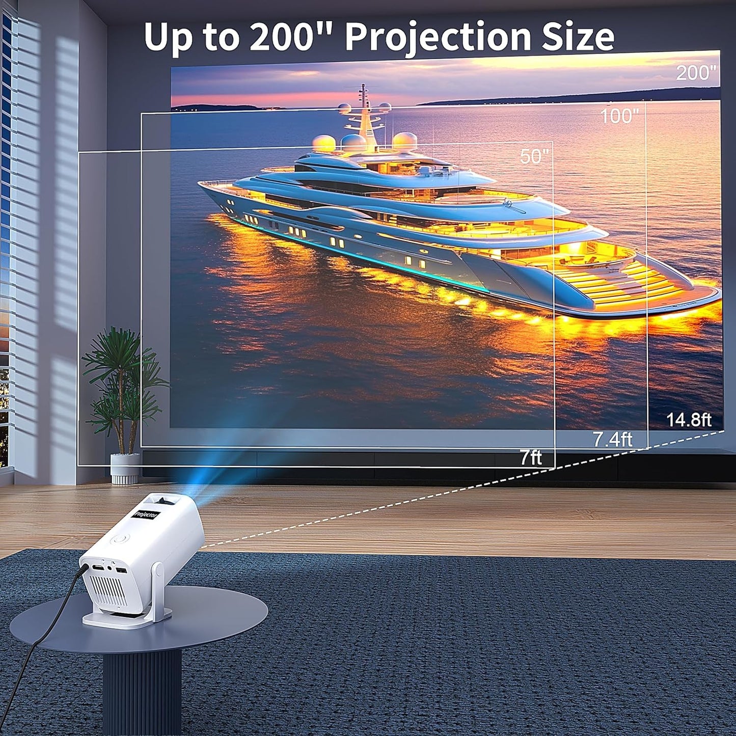 Skiennix Mini Projector - Portable 4K Outdoor Movie Projector | Compatible with Smartphones & Laptops