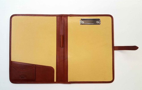 Noda Leather clipboard A4 Italian Genuine Veg tan Portfolio Business Writing Pad Cognac