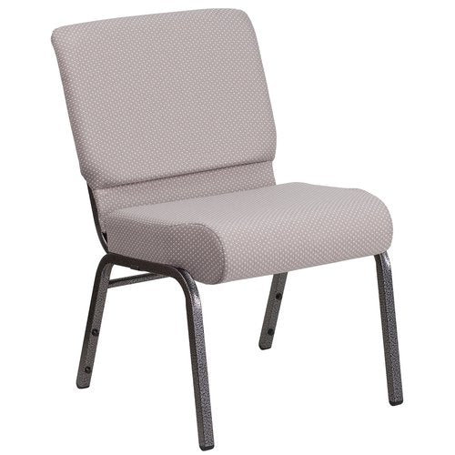 Flash Furniture HERCULES Series 21''W Church Chair in Gray Dot Fabric - Silver Vein Frame