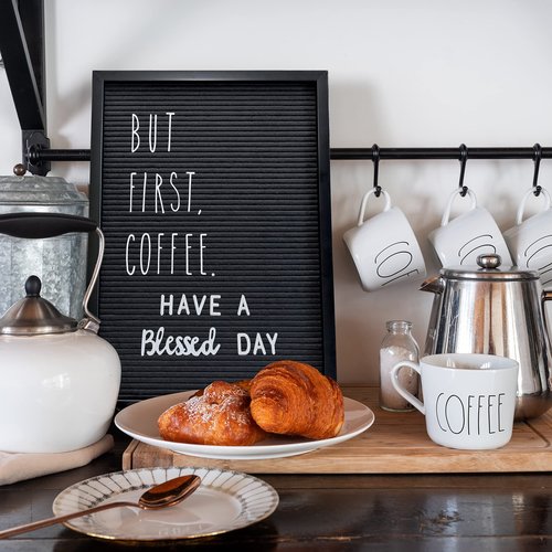 Letter Board Sign Skinny Felt Board with Pre Cut Letters 12x17 Inch, Baby Announcement Board Sign Black Changeable Message Board