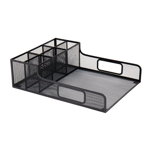 Mind Reader Desktop Organizer, File Storage, Accessory Storage, Workspace, Office, Metal Mesh, 11.5" L x 14.75" W x 5.5" H, Black