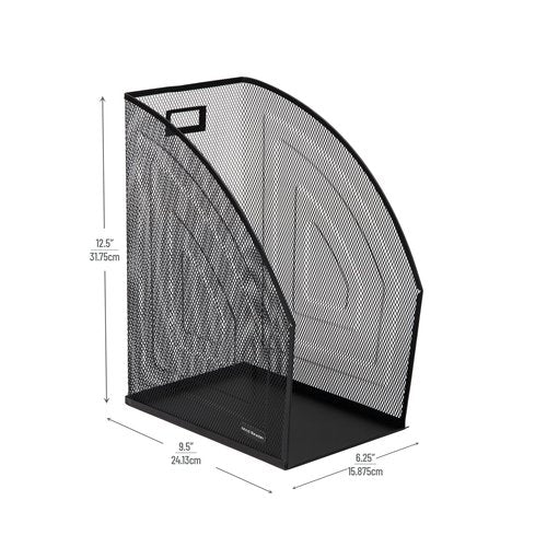 Mind Reader Vertical File Storage, Set of 2, Desktop Organizer, Workspace, Office, Metal Mesh, 6.25" L x 10" W x 12.5" H, Black