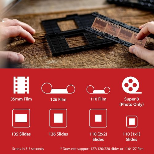 Magnasonic 25MP Film Scanner - Large 5" Display & HDMI | Converts 35mm, 126, 110, Super 8 Films to Digital Photos