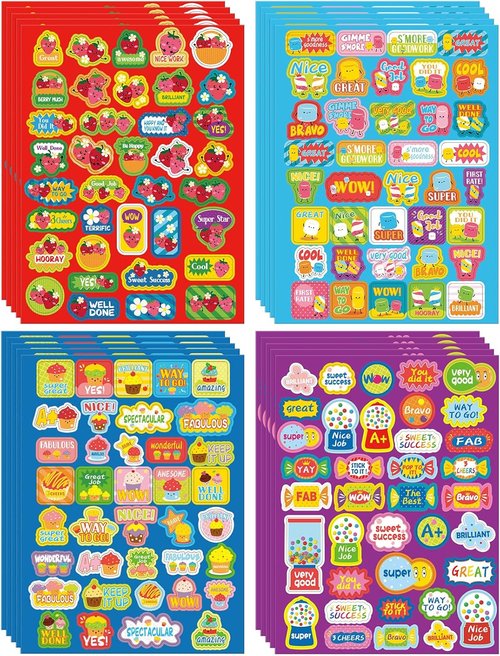 Eersida 750 Pcs Scented Reward Stickers - Motivational Scratch & Sniff for Kids | Classic Dessert Scents