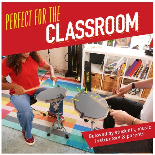 Mendini by Cecilio Drum Practice Pad - 12 In Snare Drum Stand Set With Double Sided Silent Drums Pad, Drum Sticks, Adjustable Stand (Grey)