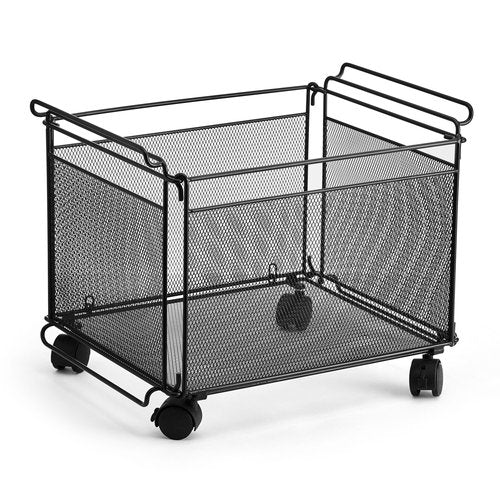 Artesa Presa Rolling Collapsible Stackable File Storage Organizer Basket, Set of 2, Black