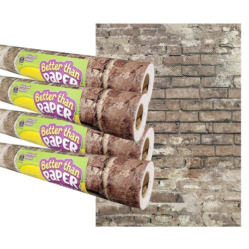 Teacher Created Resources Better Than Paper Bulletin Board Roll, 4' x 12', Brick and Plaster, 4/Pack (TCR32430)