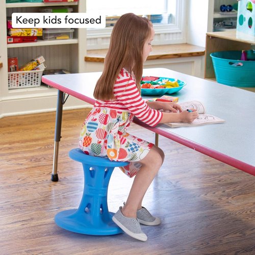 Simplay3 14" Play Around Wiggle Chairs - 2-Pack Kids Wobble Stools for Ages 5-8 | Blue, Made in USA