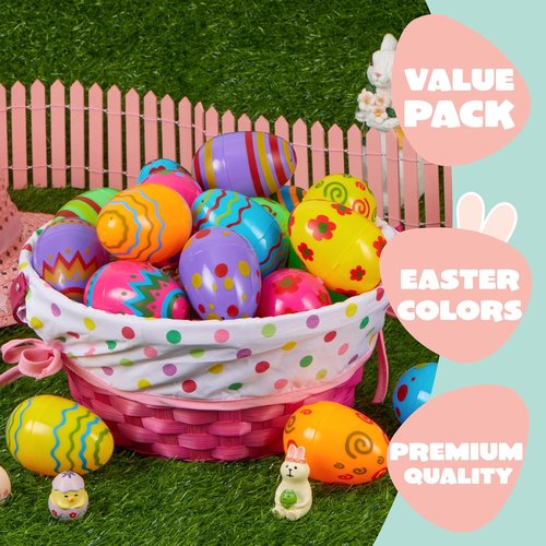 JOYIN 72-Pack Plastic Easter Eggs - Bright, Fillable 3.15'' Eggs for Hunts & Party Favors