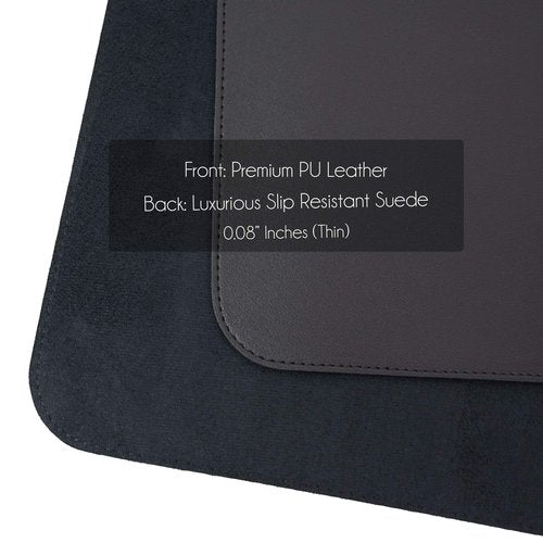 Vine Creations Leather Desk Mat 24" x 17", Desk Protector, PU Leather Desk Pad, Non Slip Small Desk Pad Mat, Desk Blotter, Desk Pads on Top of Desks, Home or Office Small Desk Mat (Black)