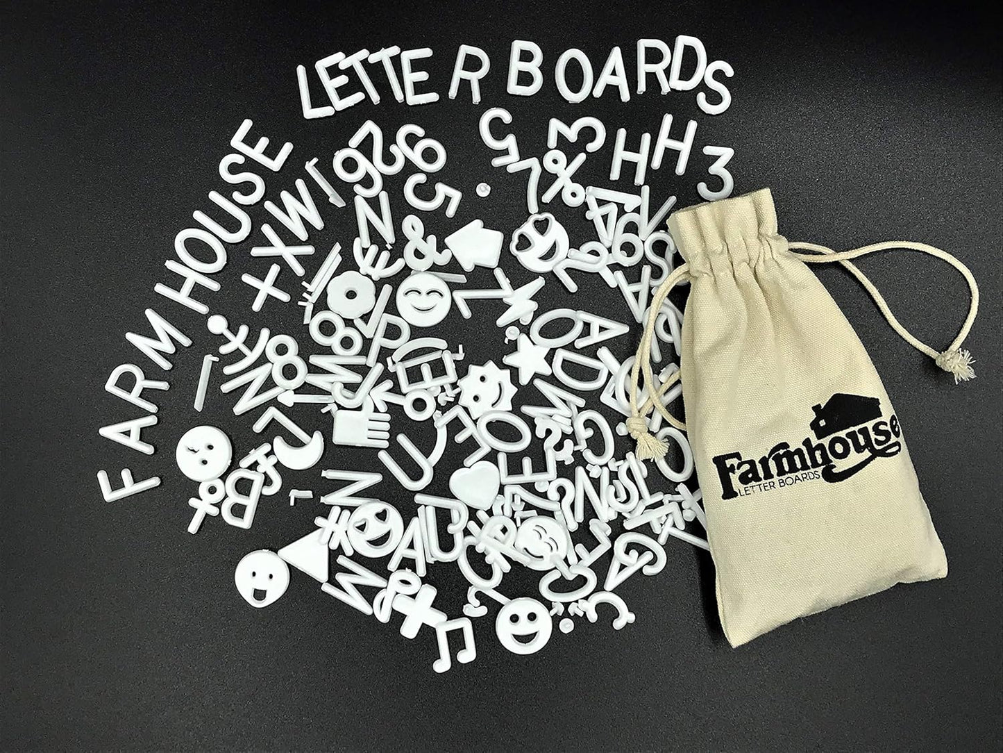 White Letter Set for Changeable Felt Boards - 340 1-Inch Characters, Symbols & Burlap Storage Bag