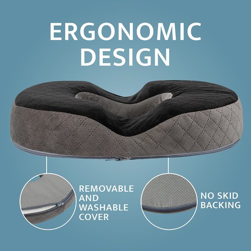 Healthy Spirit Gel Donut Pillow | Lifting Cushion | Donut Cushion for Tailbone Hemorrhoid Cushion Coccyx Sciatica Pregnancy Cushion (Grey/Black Velvet)