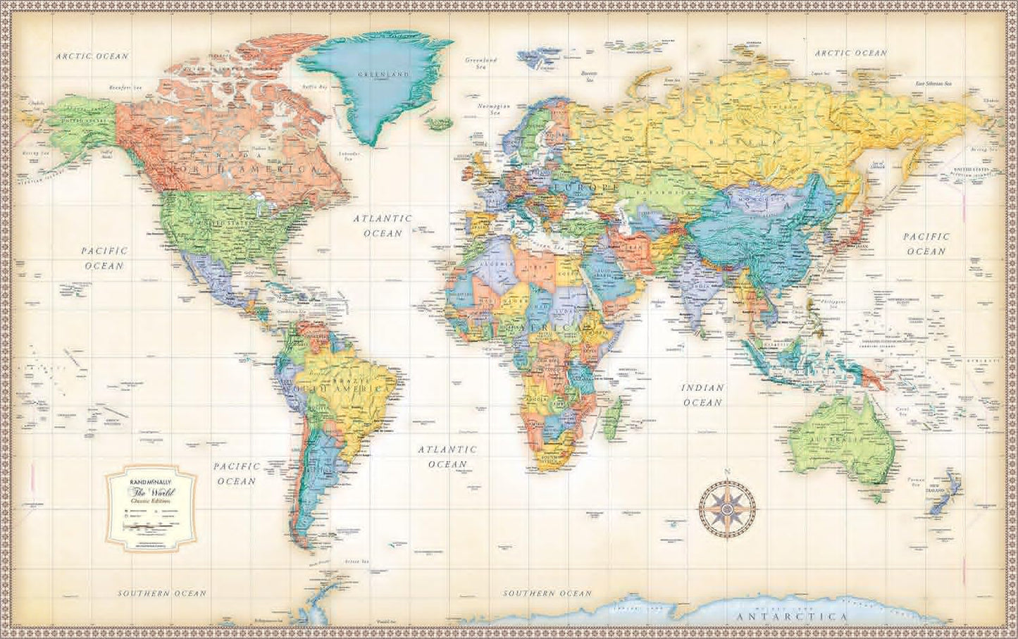 Rand McNally Classic Edition World Wall Map - Laminated & Rolled for Easy Display