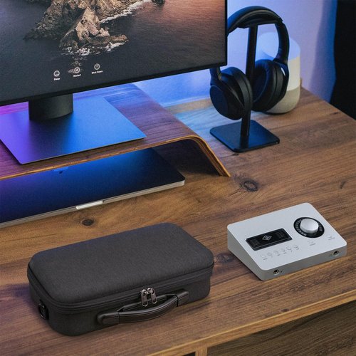 Geekria Audio Interface Carrying Case, Hard Shell Travel Bag Compatible with Universal Audio Apollo Solo/Apollo Solo USB (Dark Gray)
