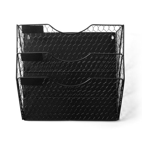 LOLLO WAVE Magnetic File Organizer - 3 Tier Wall Document Storage - For Filling Cabinets, Refrigerators and Work Stations-Complete with 5 Pack of Folders