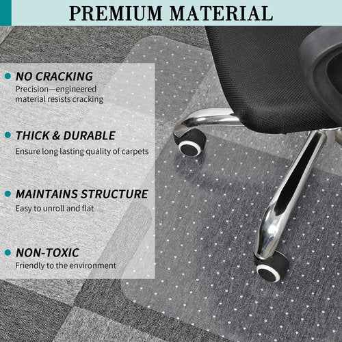 BesWin Chair Mat for Carpets, Clear Office Chair Mat for Carpeted Floors, Carpet Protector Mat for Office Chair for Low Pile Carpet, BPA and Phthalate Free(47" x 59" Rectangle)