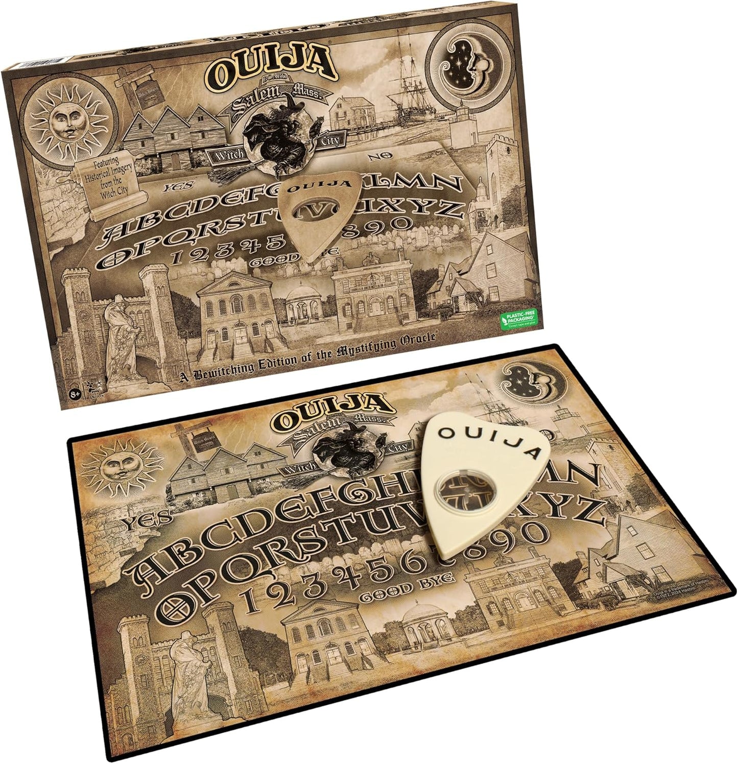 Winning Moves Games USA Ouija Board - Salem Edition | Spooky Dark Design for 2+ Players, Ages 8+